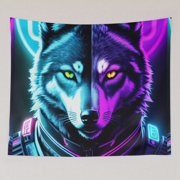 Item preview, Cyber Wolf Neon Design designed and sold by CyberArtWorld.
