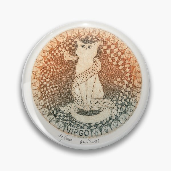 Item preview, Virgo Cat by Evelyne Nicod: Etching of a Zodiac sign: designed and sold by gatteria.