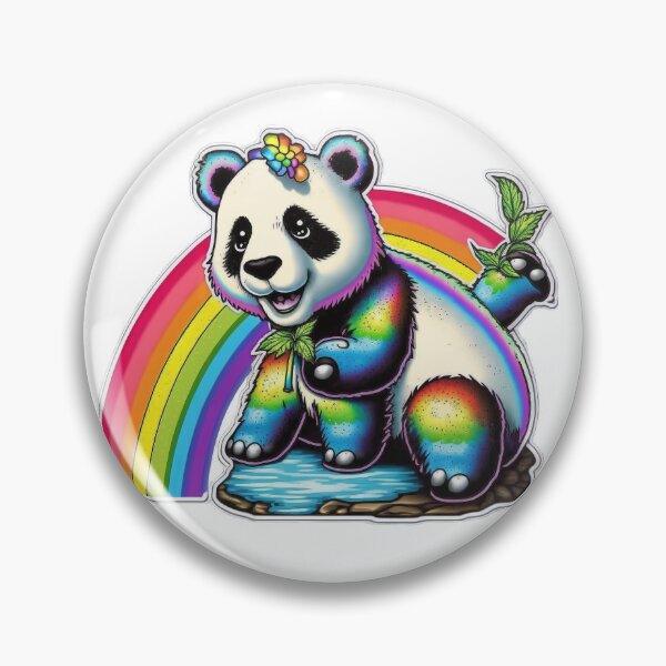 Item preview, Cute Psychedelic 90s Rainbow Panda designed and sold by RoboRembrandt.