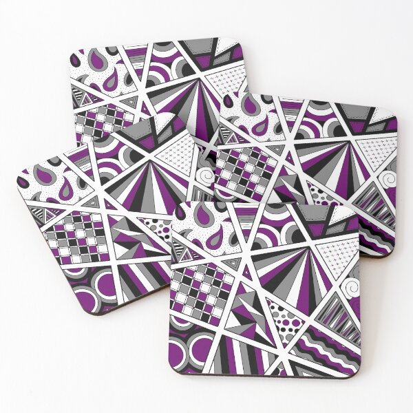 Item preview, Ace Pride Zen Doodle Abstract Purple Black Gray designed and sold by JoyfulJen.