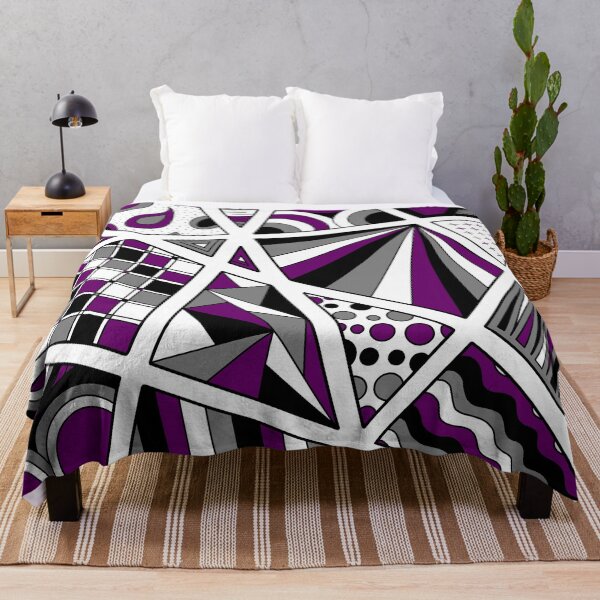 Item preview, Ace Pride Zen Doodle Abstract Purple Black Gray designed and sold by JoyfulJen.