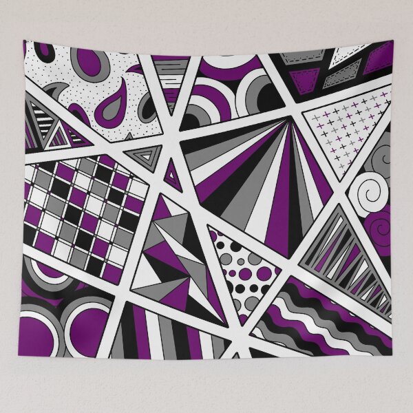 Item preview, Ace Pride Zen Doodle Abstract Purple Black Gray designed and sold by JoyfulJen.