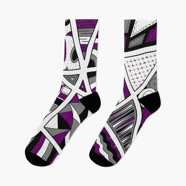 Item preview, Ace Pride Zen Doodle Abstract Purple Black Gray designed and sold by JoyfulJen.