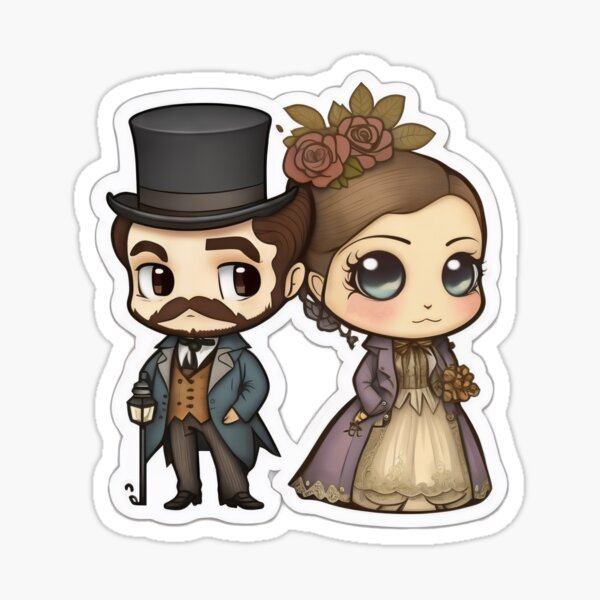Aperçu de l'œuvre Cute Victorian Kawaii Couple créée et vendue par RoboRembrandt.