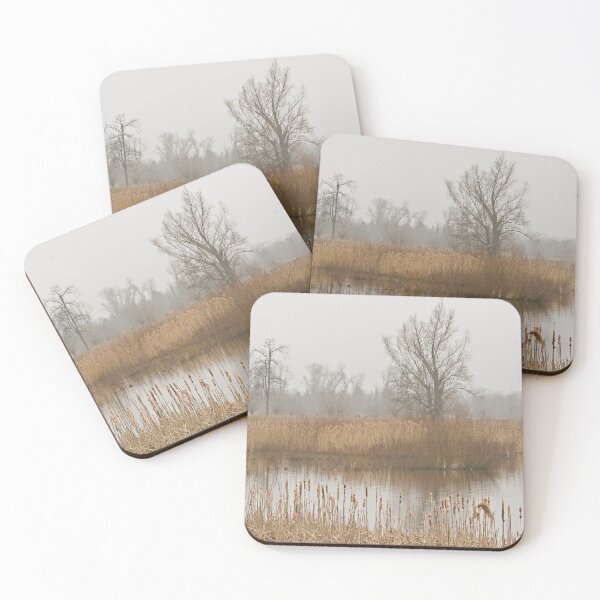 Item preview, Misty marsh landscape in Bourgoyen nature reserve, Ghent, Belgium designed and sold by xophotography.