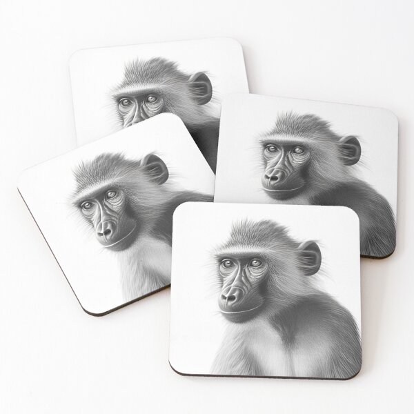 Item preview, Black and white pencil drawing of a Baboon designed and sold by Pencil-Art.