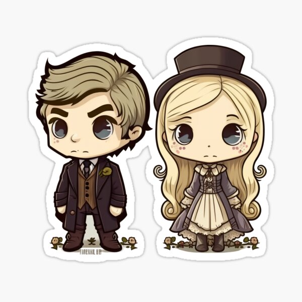 Aperçu de l'œuvre Cute Victorian Kawaii Couple créée et vendue par RoboRembrandt.