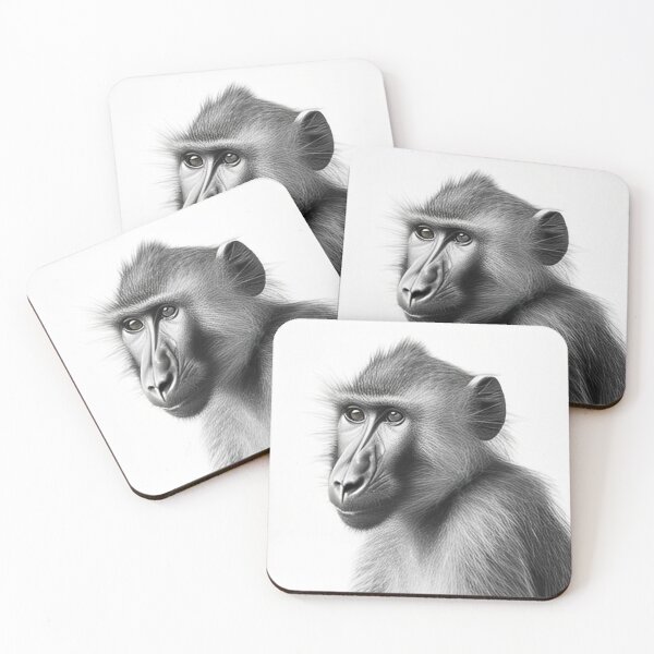 Item preview, Black and white pencil drawing of a Baboon designed and sold by Pencil-Art.