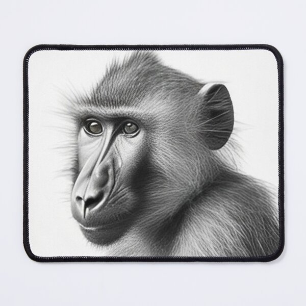 Item preview, Black and white pencil drawing of a Baboon designed and sold by Pencil-Art.
