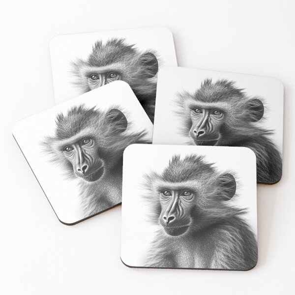 Item preview, Black and white pencil drawing of a Baboon designed and sold by Pencil-Art.