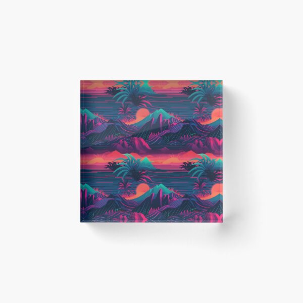 Item preview, Synthwave Ocean Waves and Tropical Foliage designed and sold by Riktron.