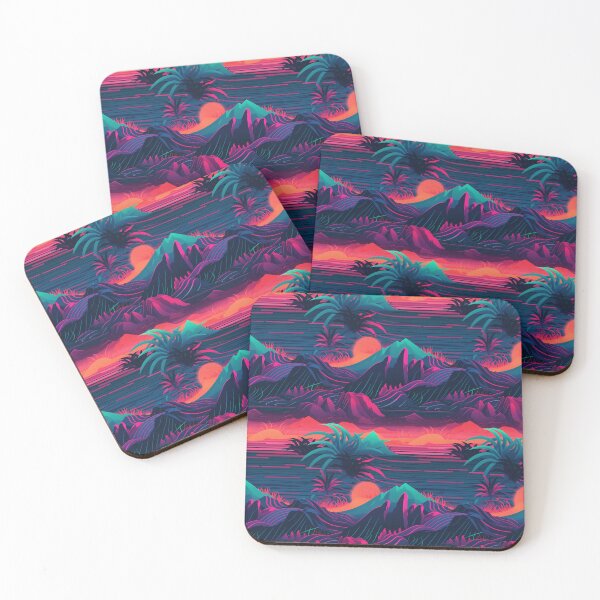Item preview, Synthwave Ocean Waves and Tropical Foliage designed and sold by Riktron.