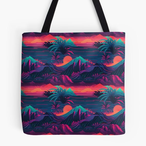 Item preview, Synthwave Ocean Waves and Tropical Foliage designed and sold by Riktron.