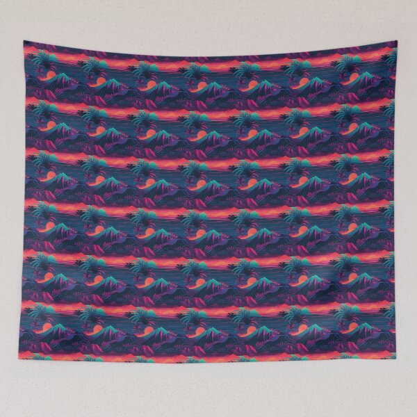 Item preview, Synthwave Ocean Waves and Tropical Foliage designed and sold by Riktron.