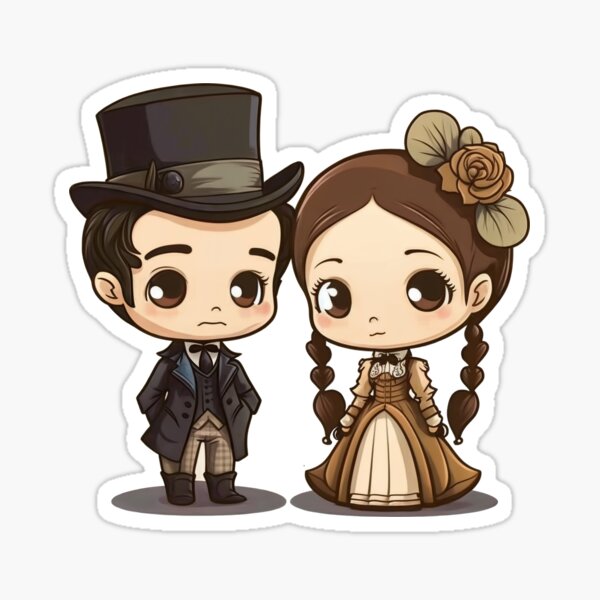 Aperçu de l'œuvre Cute Victorian Kawaii Couple créée et vendue par RoboRembrandt.