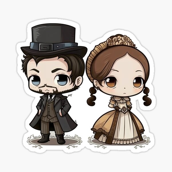 Aperçu de l'œuvre Cute Victorian Kawaii Couple créée et vendue par RoboRembrandt.