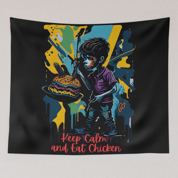 Aperçu de l'œuvre Keep Calm and Eat Chicken - Savor the Flavor - Our Funny & Cute Design créée et vendue par Chromatic-Art.