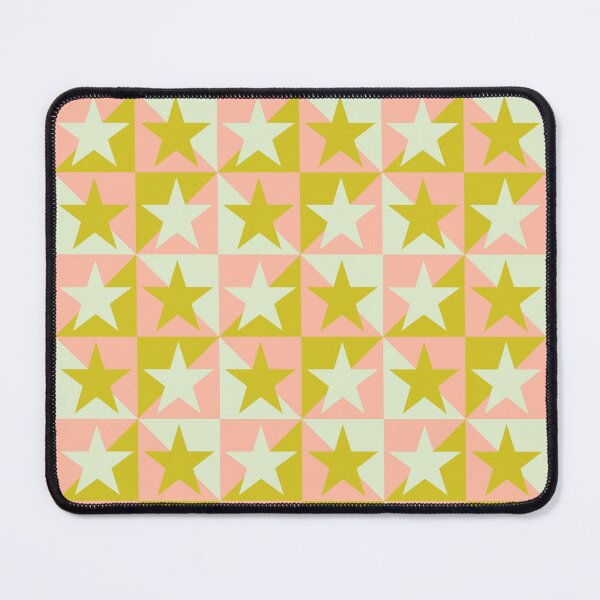Item preview, Blush pink deep yellow geometric stars in repeat pattern designed and sold by Inkworthy.