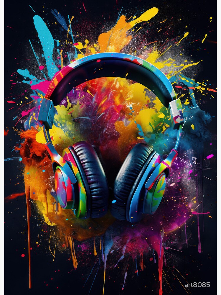 Headphones with exploding colors