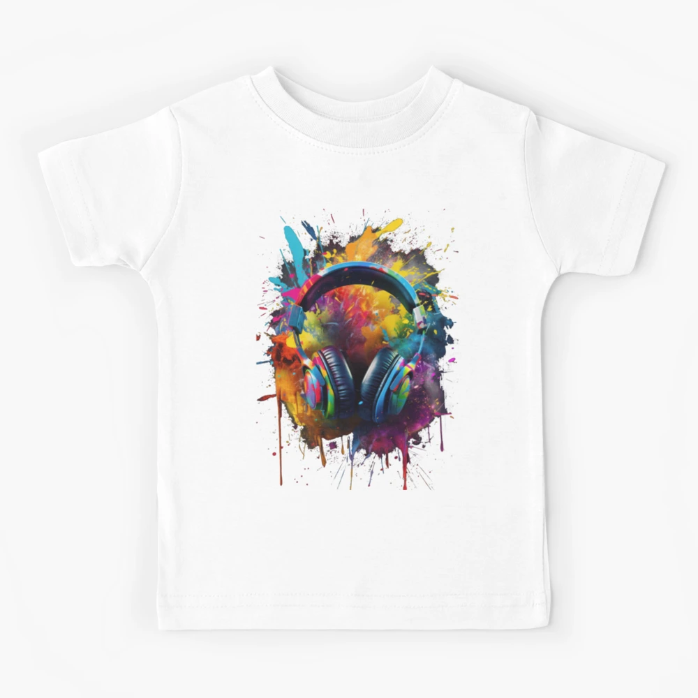 Headphones with exploding colors | Kids T-Shirt