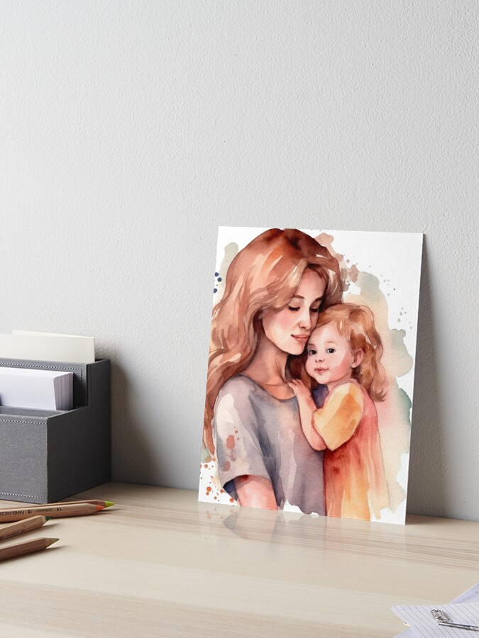 Beautiful Mother's Day Watercolor Illustration of Mother and Child Art  Board Print for Sale by PeonyPeak