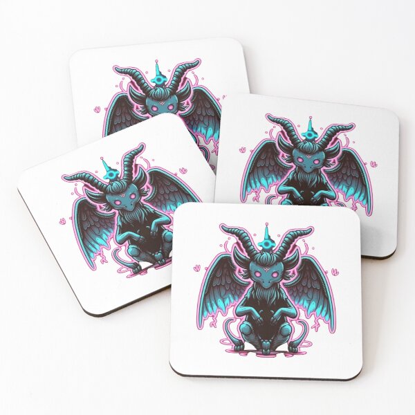 Item preview, Neon Baphomet Cartoon Digital Print | Digital Art | Baphomet Art | Baby Baphomet Art designed and sold by cutesykreations.
