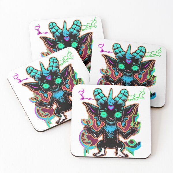 Item preview, Neon Baphomet Cartoon Digital Print | Digital Art | Baphomet Art | Baby Baphomet Art designed and sold by cutesykreations.