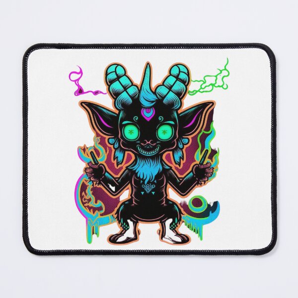 Item preview, Neon Baphomet Cartoon Digital Print | Digital Art | Baphomet Art | Baby Baphomet Art designed and sold by cutesykreations.