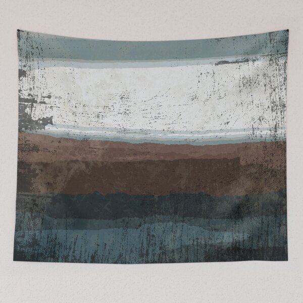 Item preview, Brown, turquoise, abstract, colored strip, worn pop, abstract Watercolor designed and sold by Collagedream.