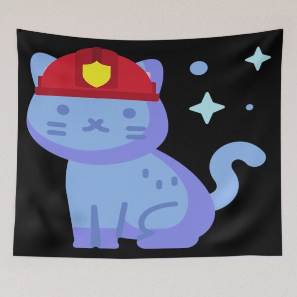 Item preview, A blue cat with a fireman's helmet designed and sold by The-Blue-Feline.