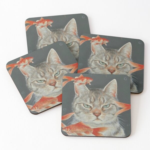 Item preview, cat with fish designed and sold by manaspictures.