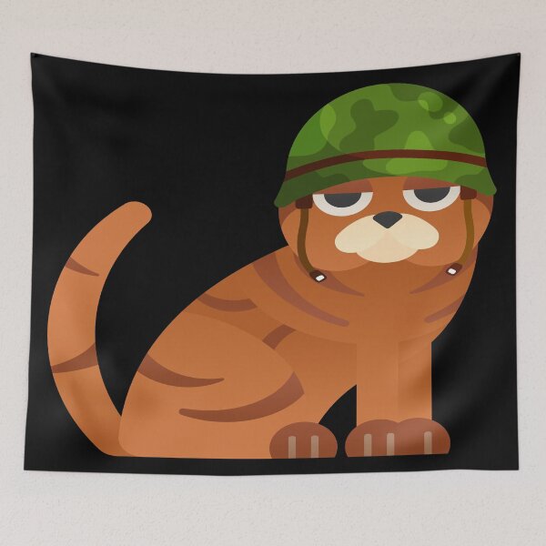 Item preview, A cat in a military helmet designed and sold by The-Blue-Feline.