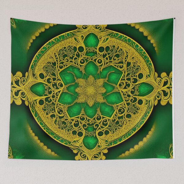 Item preview, Mandala Emerald Green Gold Filigree Cross Gems Mandalas Emerald Green Gold Filigree Gems - Mandalas designed and sold by internlvisions.