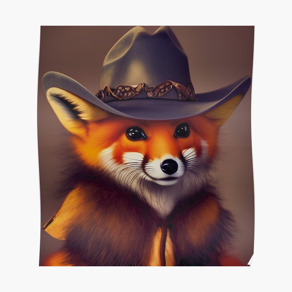 fox in a cowboy hat Sticker for Sale by Lisa Bittinger