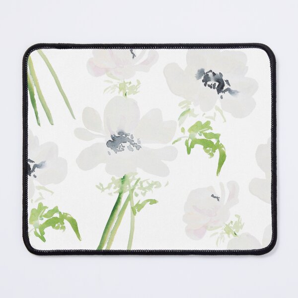 Item preview, White watercolor anemone pattern designed and sold by Ilze Lucero.