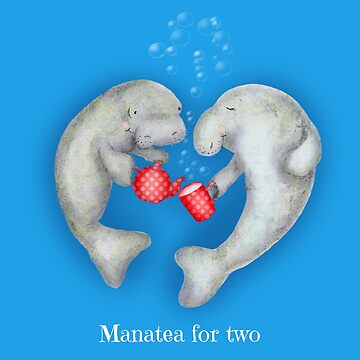 Artwork thumbnail, 'Manatea for two' Cute Tea Drinking Manatees by LeopardyNonsense