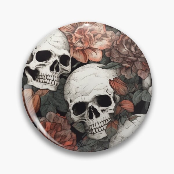 Item preview, Skulls and Peonies tile designed and sold by Rottopics.