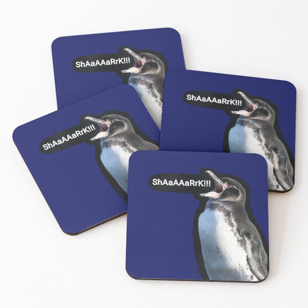 Artikelvorschau, Galapagos Penguin spots a Shark (Dark Blue #060D5B Background)  entworfen und verkauft von SBPenguins.