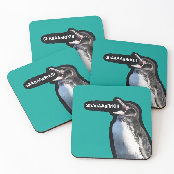 Artikelvorschau, Galapagos Penguin spots a Shark (Teal #03A096 Background) entworfen und verkauft von SBPenguins.