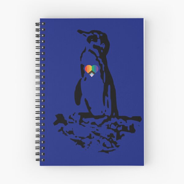 Artikelvorschau, Galapagos Penguin Black with Pride Heart (Blue #0F1D7B background) entworfen und verkauft von SBPenguins.