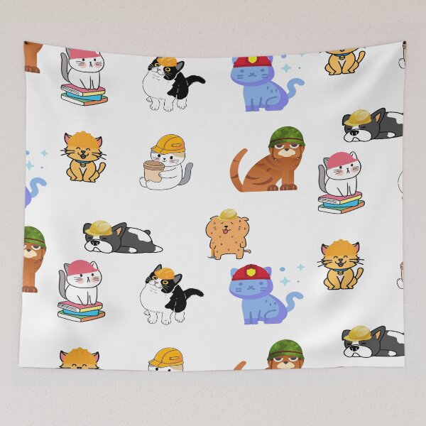 Item preview, Sticker pack of pets with hardhats designed and sold by The-Blue-Feline.
