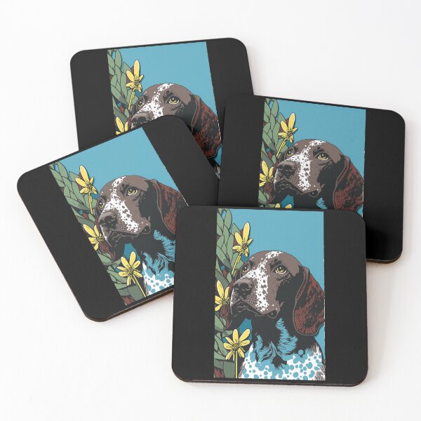 Artikelvorschau, German Shorthair Pointer Dog Vibrant Tropical Flower Tall Retro Vintage Digital Pop Art Portrait entworfen und verkauft von arthouseflunky.