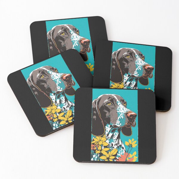 Artikelvorschau, German Shorthair Pointer Dog Vibrant Tropical Flower Tall Retro Vintage Digital Pop Art Portrait 2 entworfen und verkauft von arthouseflunky.