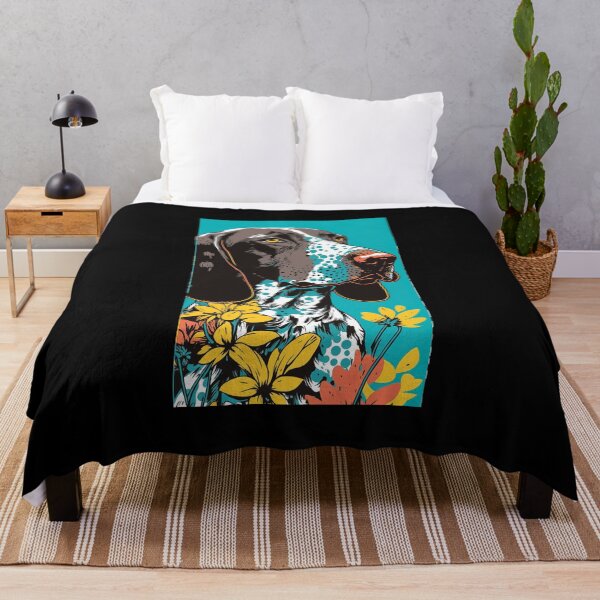 Item preview, German Shorthair Pointer Dog Vibrant Tropical Flower Tall Retro Vintage Digital Pop Art Portrait 2 designed and sold by arthouseflunky.