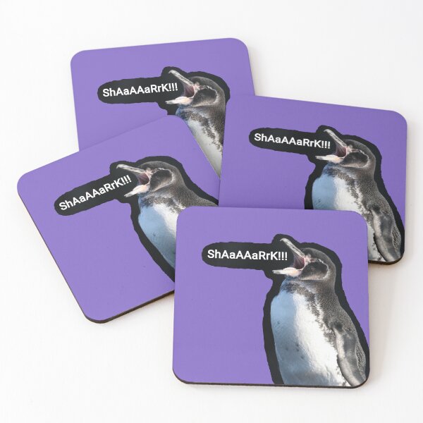 Aperçu de l'œuvre Galapagos Penguin spots a Shark (Light Purple #795FC1 Background) créée et vendue par SBPenguins.