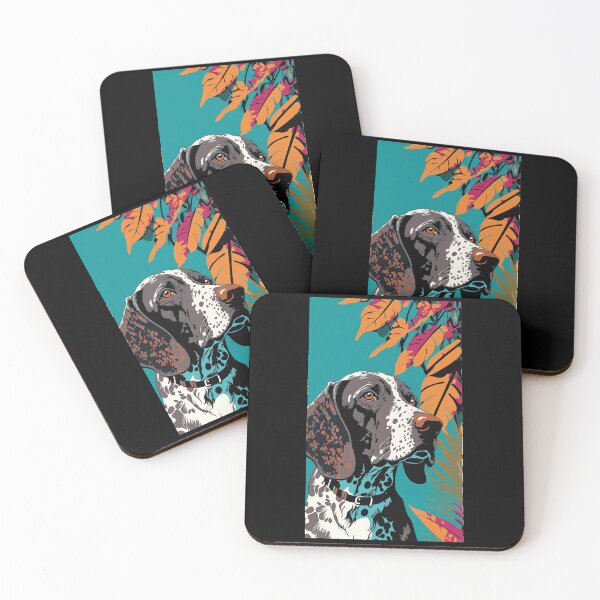 Artikelvorschau, German Shorthair Pointer Dog Vibrant Tropical Flower Tall Retro Vintage Digital Pop Art Portrait 3 entworfen und verkauft von arthouseflunky.