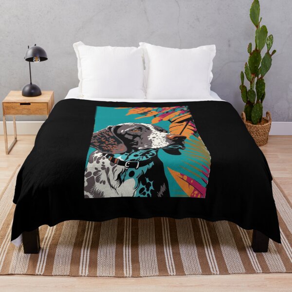 Item preview, German Shorthair Pointer Dog Vibrant Tropical Flower Tall Retro Vintage Digital Pop Art Portrait 3 designed and sold by arthouseflunky.