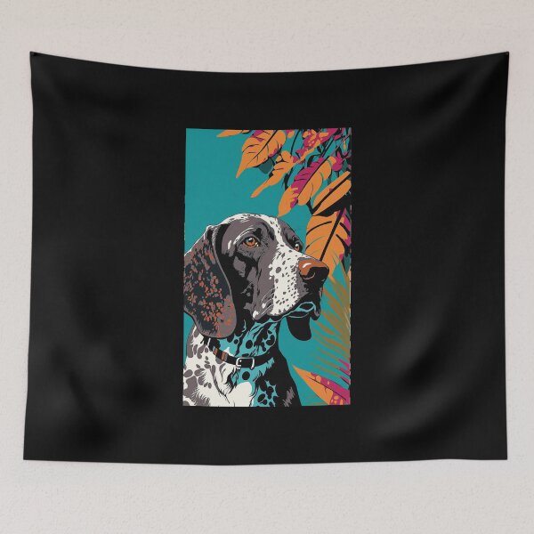 Aperçu de l'œuvre German Shorthair Pointer Dog Vibrant Tropical Flower Tall Retro Vintage Digital Pop Art Portrait 3 créée et vendue par arthouseflunky.
