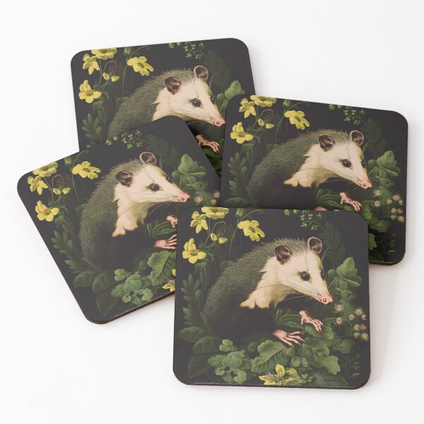 Item preview, Opossum with Yellow Flowers designed and sold by Heather Maree Design Studio.