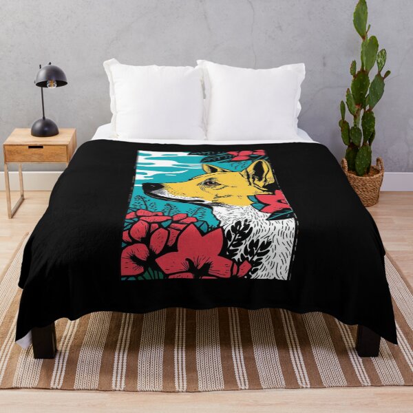 Item preview, Jindo Dog Vibrant Tropical Flower Tall Retro Vintage Digital Pop Art Portrait 2 designed and sold by arthouseflunky.